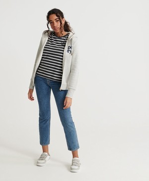 Superdry Heritage Stripe Női Pólók Szürke | LQASW9238